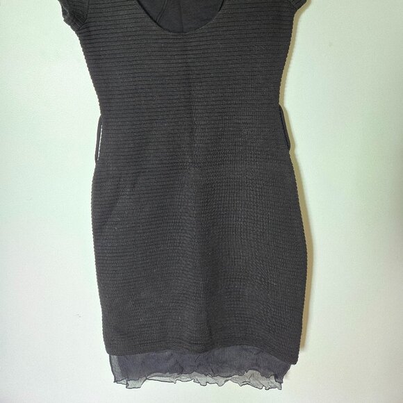 Cute curvy tight black mini dress, with black stripes texture. size US 12 - Picture 2 of 7